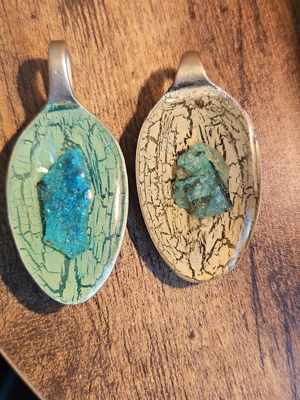 Shattuckite Spoon Necklaces (Set of 2) | Handmade Zimbabwe Crystal Pendants